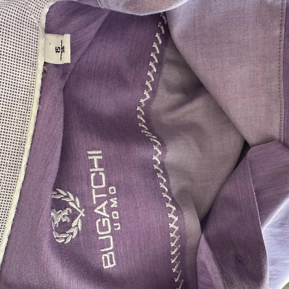 Bugatchi Uomo Purple Cotton Button Up Shirt‎ - Picture 3 of 4